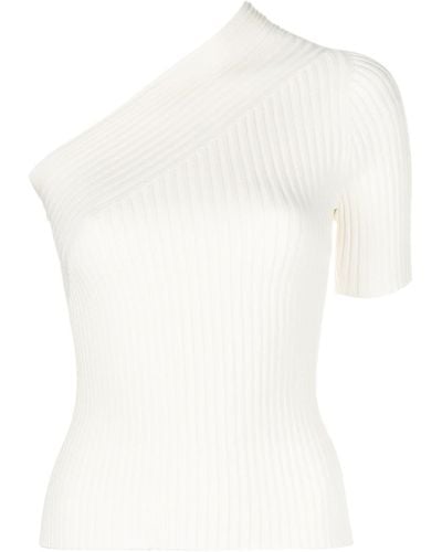 Aeron One-shoulder Knitted Top - White