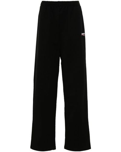 Balenciaga Logo-embroidered Straight Trousers - Black