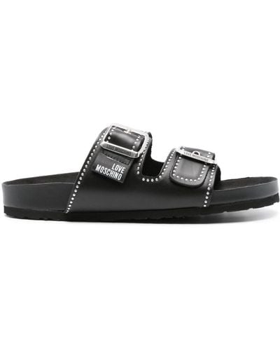 Love Moschino Stud-embellished Buckled Sandals - Black