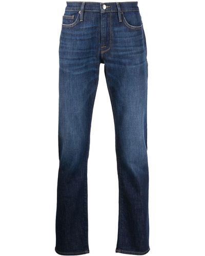 FRAME Slim-Fit-Jeans mit Tragefalten - Blau