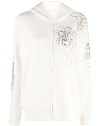 P.A.R.O.S.H. Crystal-flower-detail Hooded Jacket - White