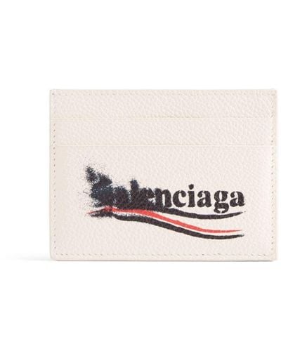 Balenciaga Porte-cartes en cuir à logo imprimé - Blanc