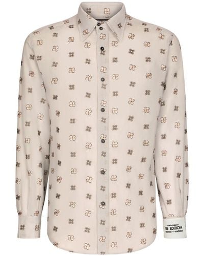 Dolce & Gabbana Overhemd Met Geborduurde Bloemen - Naturel