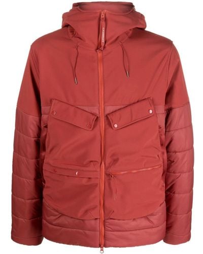 C.P. Company Goggle-detail Padded Hooded Jacket - Red