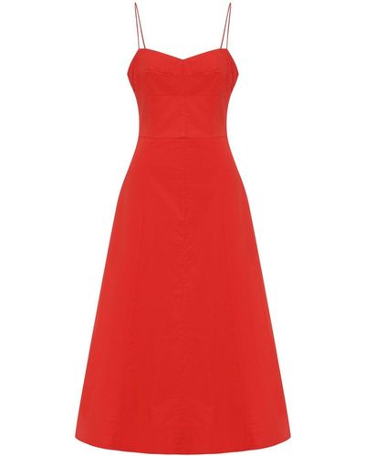12 STOREEZ Sleeveless Cotton Midi Dress - Red