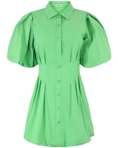Jonathan Simkhai Cleo Poplin Flared Shirtdress - Green
