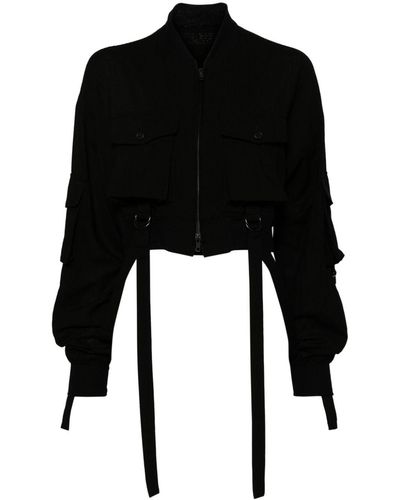 Yohji Yamamoto Multi-pocket Cropped Jacket - Black