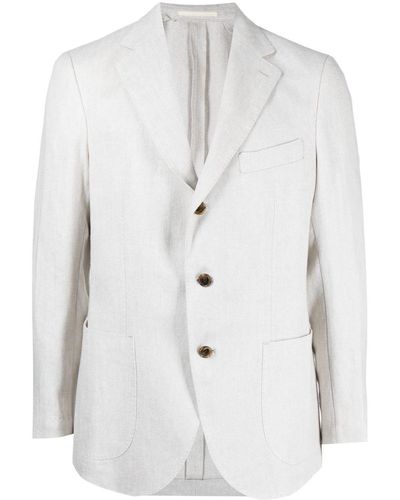 MAN ON THE BOON. Single-breasted Hemp Blazer - White