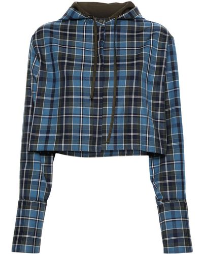Loewe Cropped Hooded Shirt - Blue