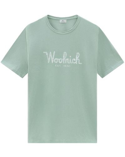 Woolrich T-shirt en coton à logo brodé - Vert