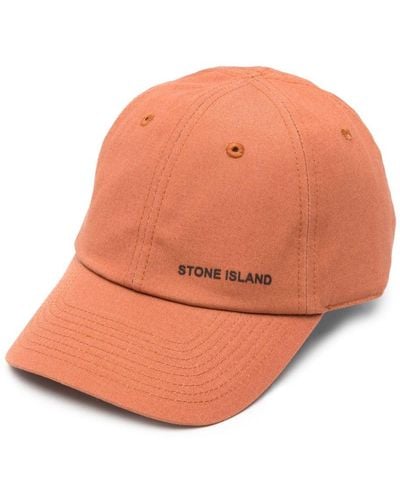 Stone Island Logo-lettering Cotton Hat - Orange