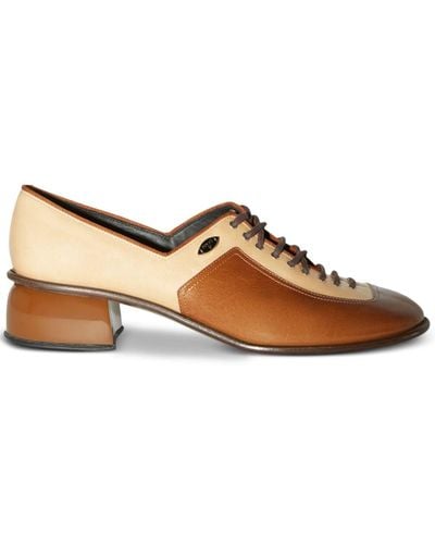 Emilio Pucci Deby Paneled Leather Loafers - Brown