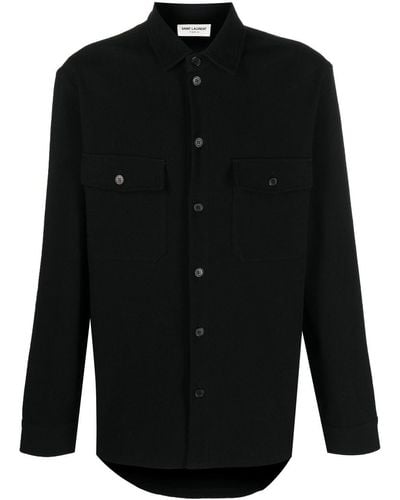 Saint Laurent Long-sleeve Cotton Shirt - Black