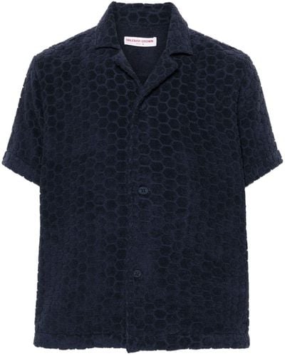 Orlebar Brown Howell Hemd mit geometrischem Muster - Blau