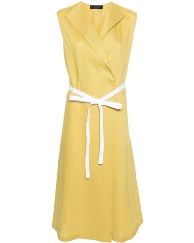 Fabiana Filippi Poplin Linen Wrap Dress - Yellow