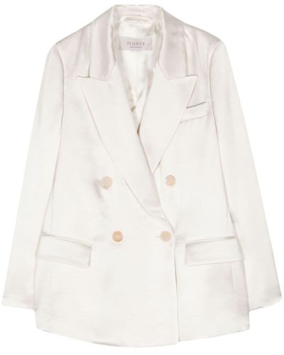Peserico Double-breasted Satin Blazer - Natural