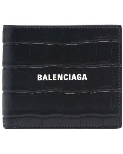 Balenciaga Portefeuille pliant à logo - Noir