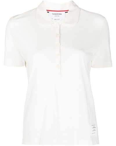 Thom Browne Logo-patch Detail Polo Top - White