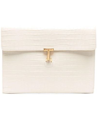 Tom Ford Crocodile-embossed Leather Clutch Bag - Natural