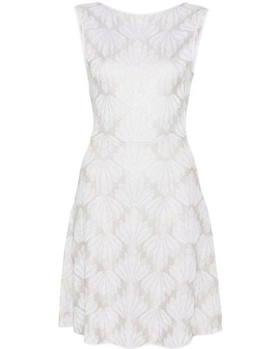 Emporio Armani Floral-jacquard Sleeveless Minidress - White