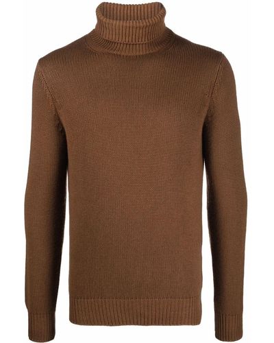 Dell'Oglio Roll-neck Rib-trimmed Sweater - Brown