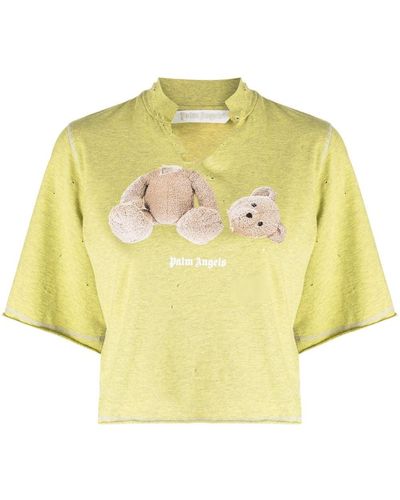 Palm Angels Bear-print distressed T-shirt - Giallo