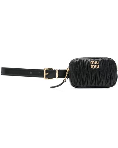 Miu Miu Matelassé Leather Belt - Black