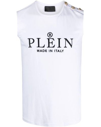 Philipp Plein Camiseta de tirantes con logo estampado - Blanco