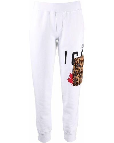 DSquared² Pantalones de chándal con estampado de leopardo - Blanco