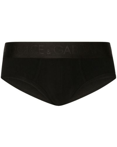 Dolce & Gabbana Logo-waistband Cotton Briefs - Black