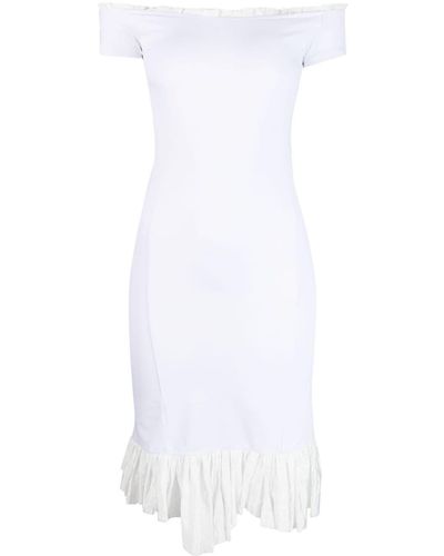 MM6 by Maison Martin Margiela Asymmetric Off-shoulder Dress - White
