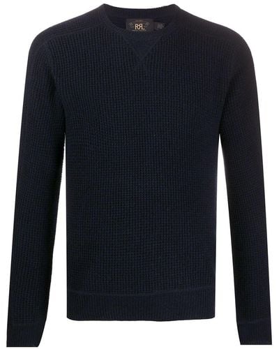 RRL Waffle-knit Cashmere Sweater - Blue