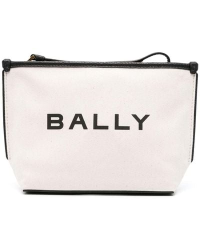 Bally Logo-Print Clutch Bag - Natural