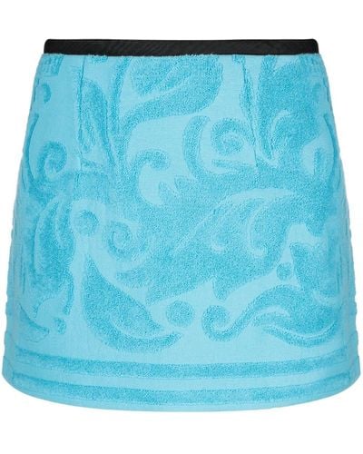 Marine Serre Jacquard Towels Miniskirt - Blue