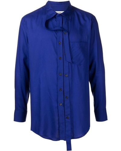 Sulvam Strap-detailing Button-up Shirt - Blue