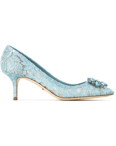 Dolce & Gabbana Bellucci Taormina Lace Court Shoes - Blue