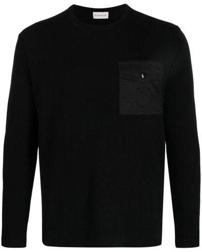 Moncler ファインニット ロゴ セーター - ブラック