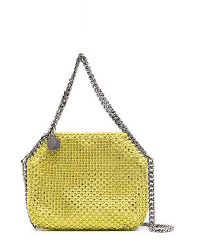 Stella McCartney Mini sac porté épaule en résille Falabella orné de cristal - Jaune