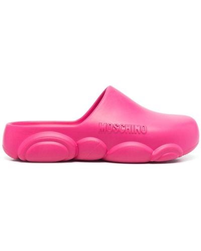Moschino Mules With Embossed Logo - Pink