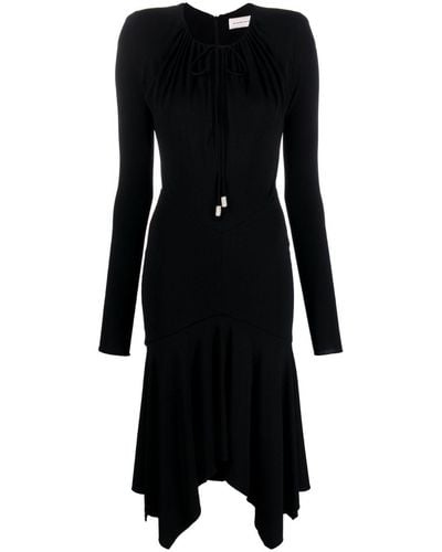 Alexandre Vauthier Keyhole-neck Long-sleeve Midi Dress - Black