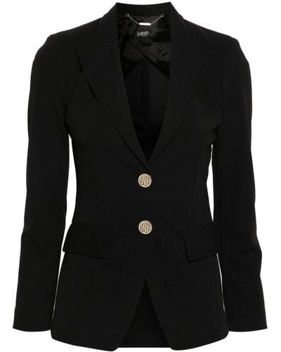 Liu Jo Einreihiger Blazer aus Krepp - Schwarz