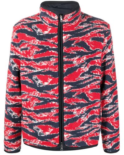 Moncler Reversible Graphic-print Sherpa Jacket - Red