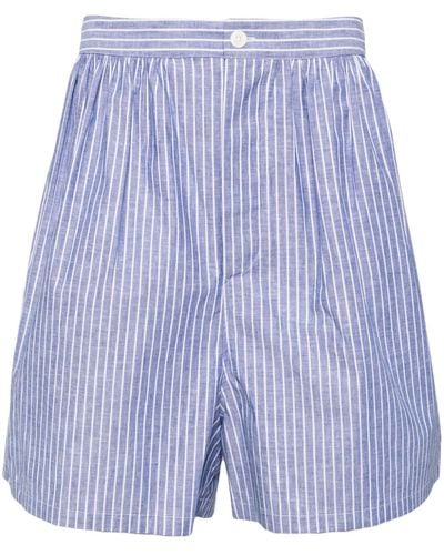 Hed Mayner Striped Wide-leg Shorts - Blue