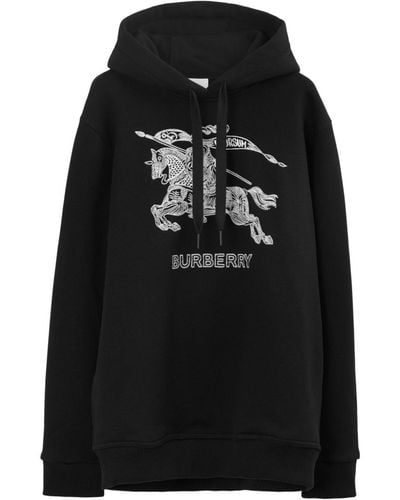 Burberry Hoodie Met Geborduurd Logo - Zwart