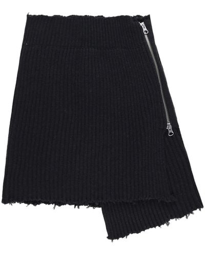MM6 by Maison Martin Margiela Asymmetric-design Ribbed-knit Skirt - Black