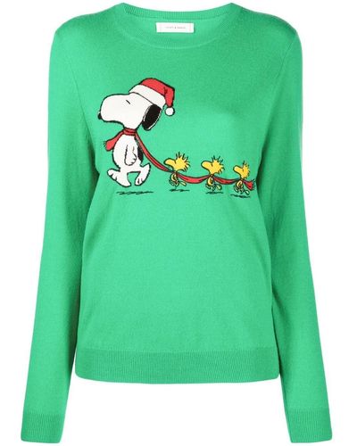 Chinti & Parker Snoopy Christmas Sweater - Green