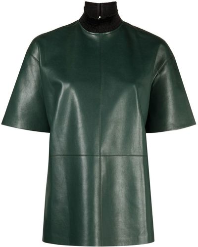 Nanushka Oversized-T-Shirt mit Stehkragen - Grün