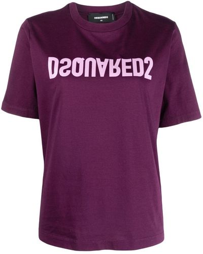 DSquared² T-shirt à logo D2 Reverse imprimé - Violet