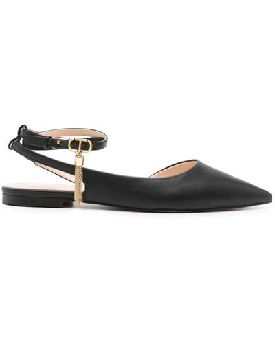 Twin Set Leather Flat Court Shoes - Black
