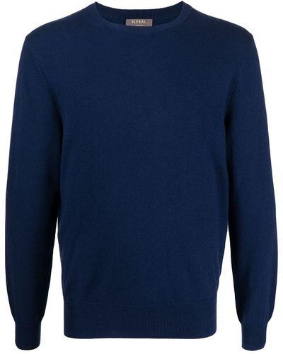N.Peal Cashmere Jersey The Oxford con cuello redondo - Azul